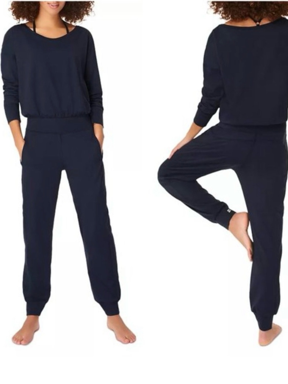Sweaty Betty Gary Long Sleeve Navy Blue Loungewear Jumpsuit L